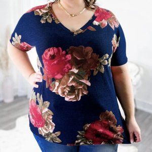 Sew In Love 3X Navy Background Floral Top! Brand New!!!!